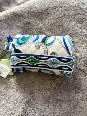 Vera Bradley Quilted Patterned Cosmetic Pouch in Blue & Green